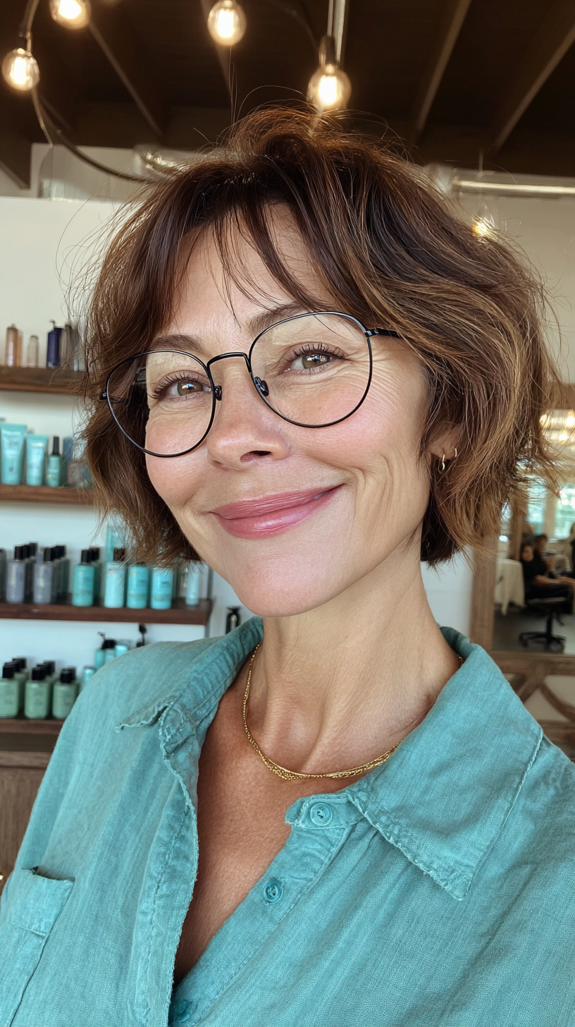 Textured Brunette Crop Bob with Soft Layers