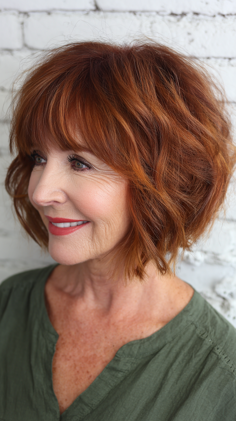 Textured Copper A-Line Bob with Soft Layers