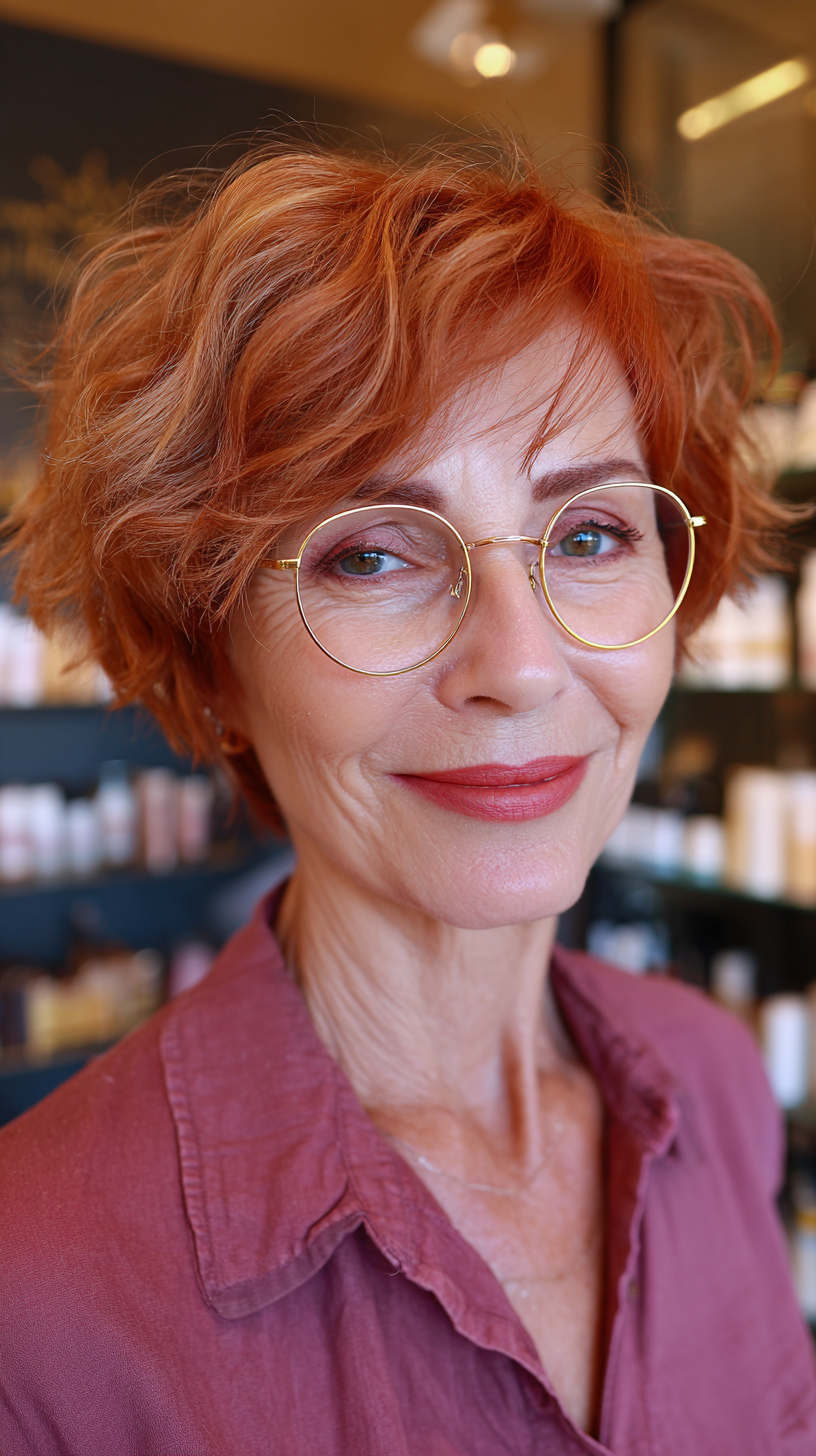 Textured Copper Crop Bob with Frizz-Free Definition