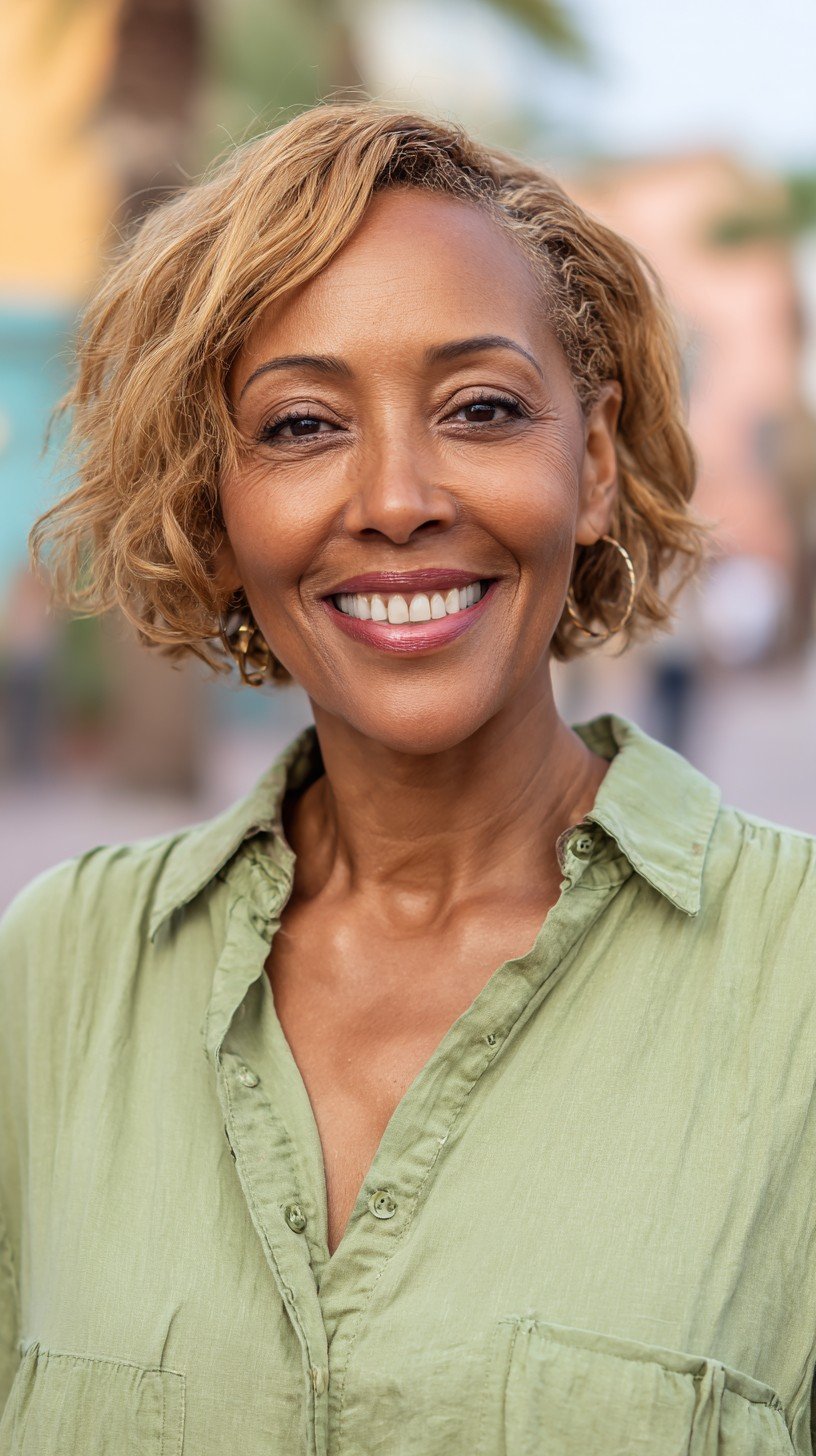 Textured Curly Bob with Soft Layers