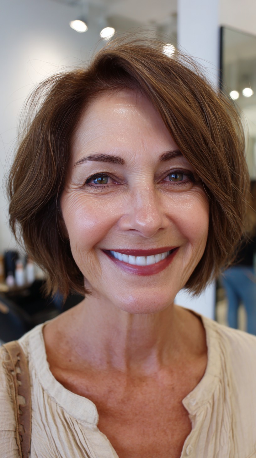 Textured Razored Bob with Subtle Layers