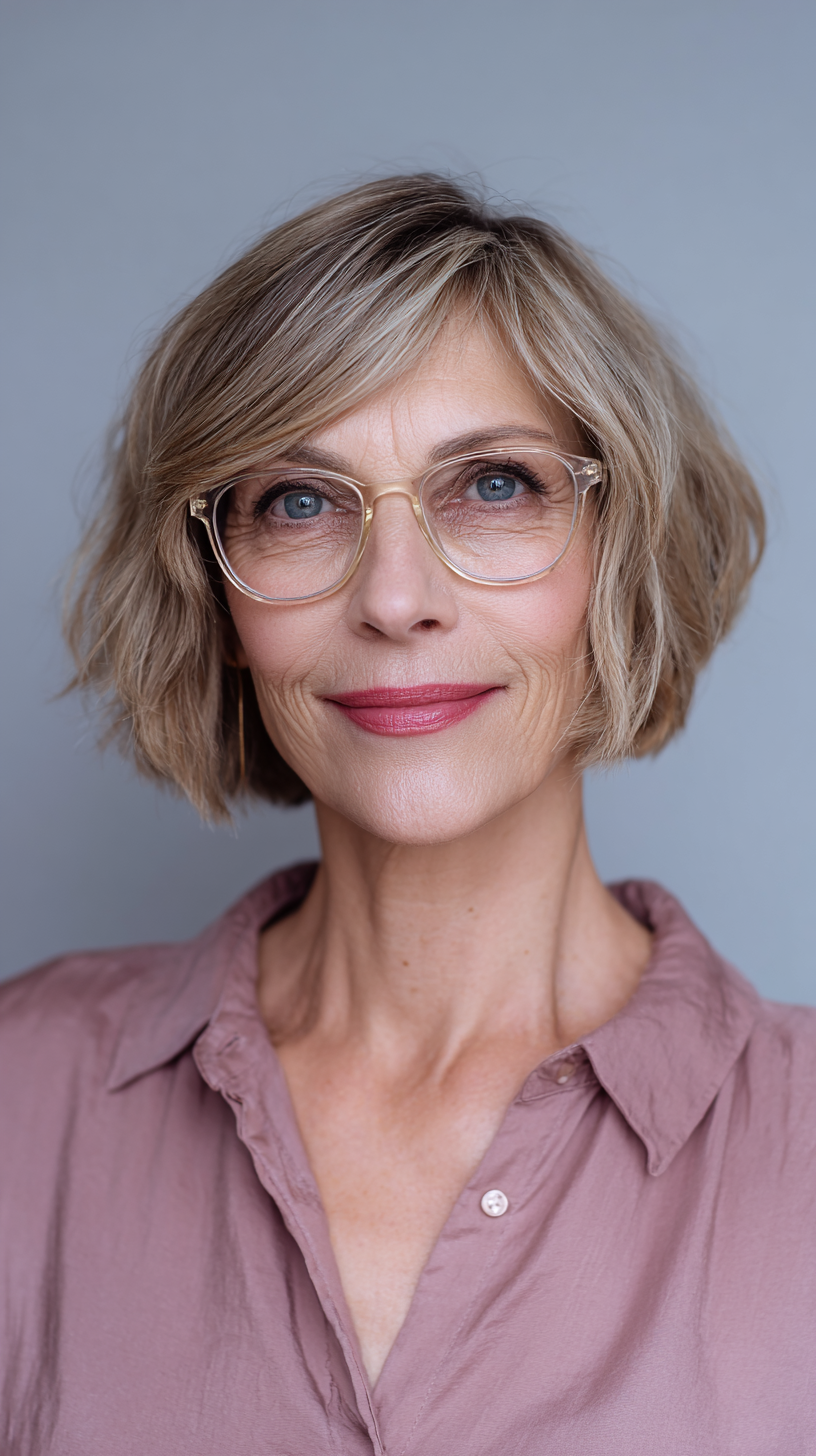 Textured Sandy Blonde Crop Bob with Soft Waves