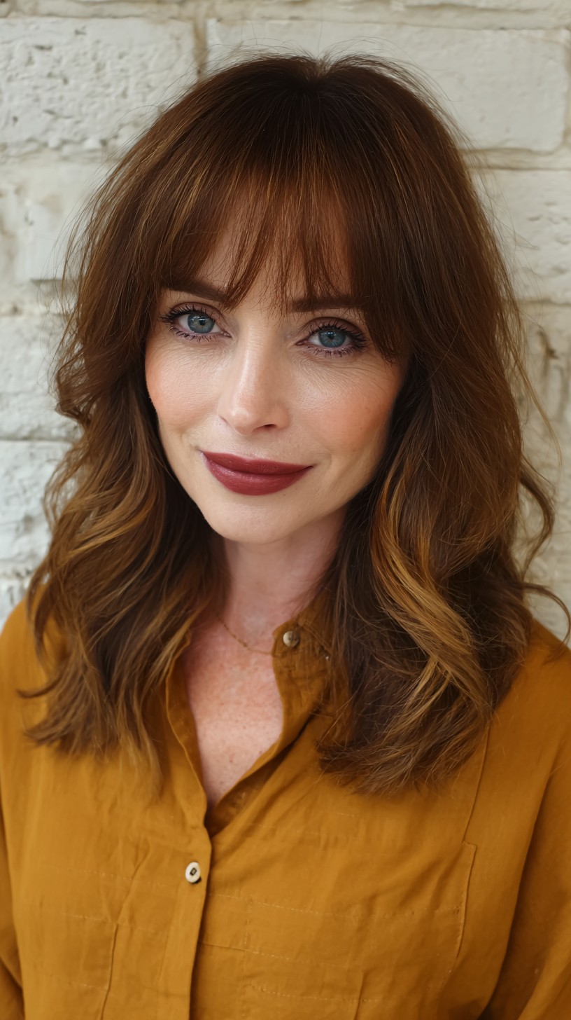Textured Shoulder-Length Cut with Face-Framing Bangs