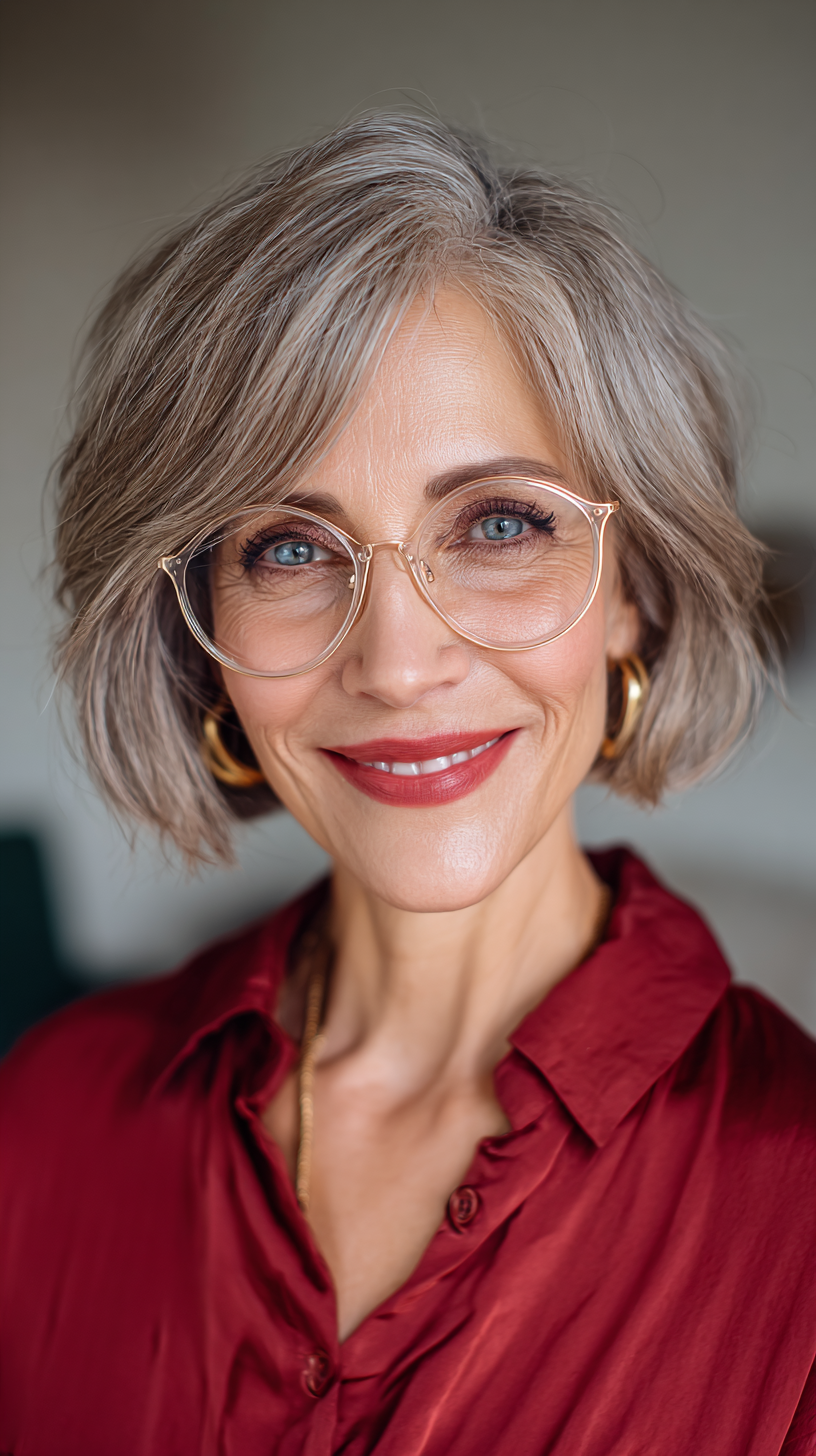 Textured Silver Crop Bob with Soft Waves