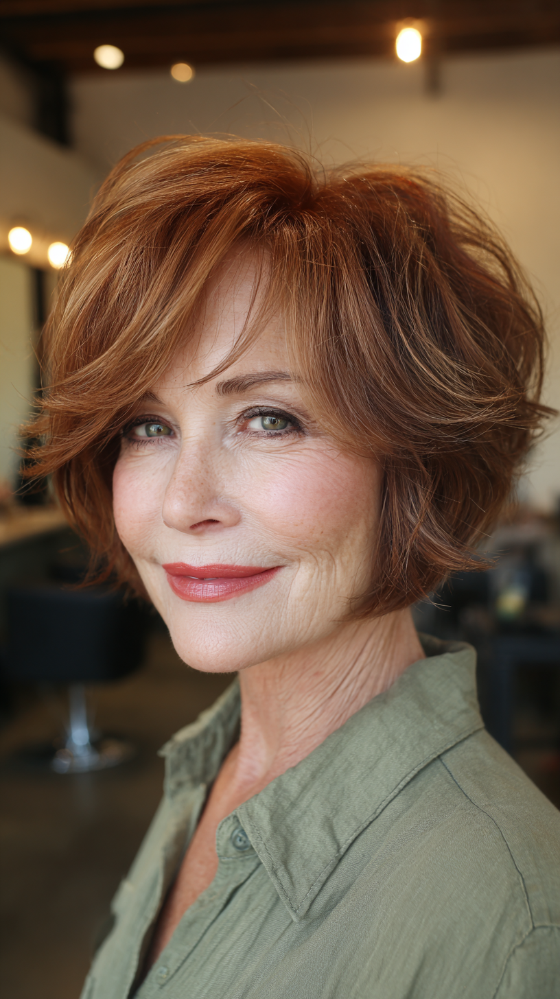 Vibrant Textured Copper Bob with Soft Layers