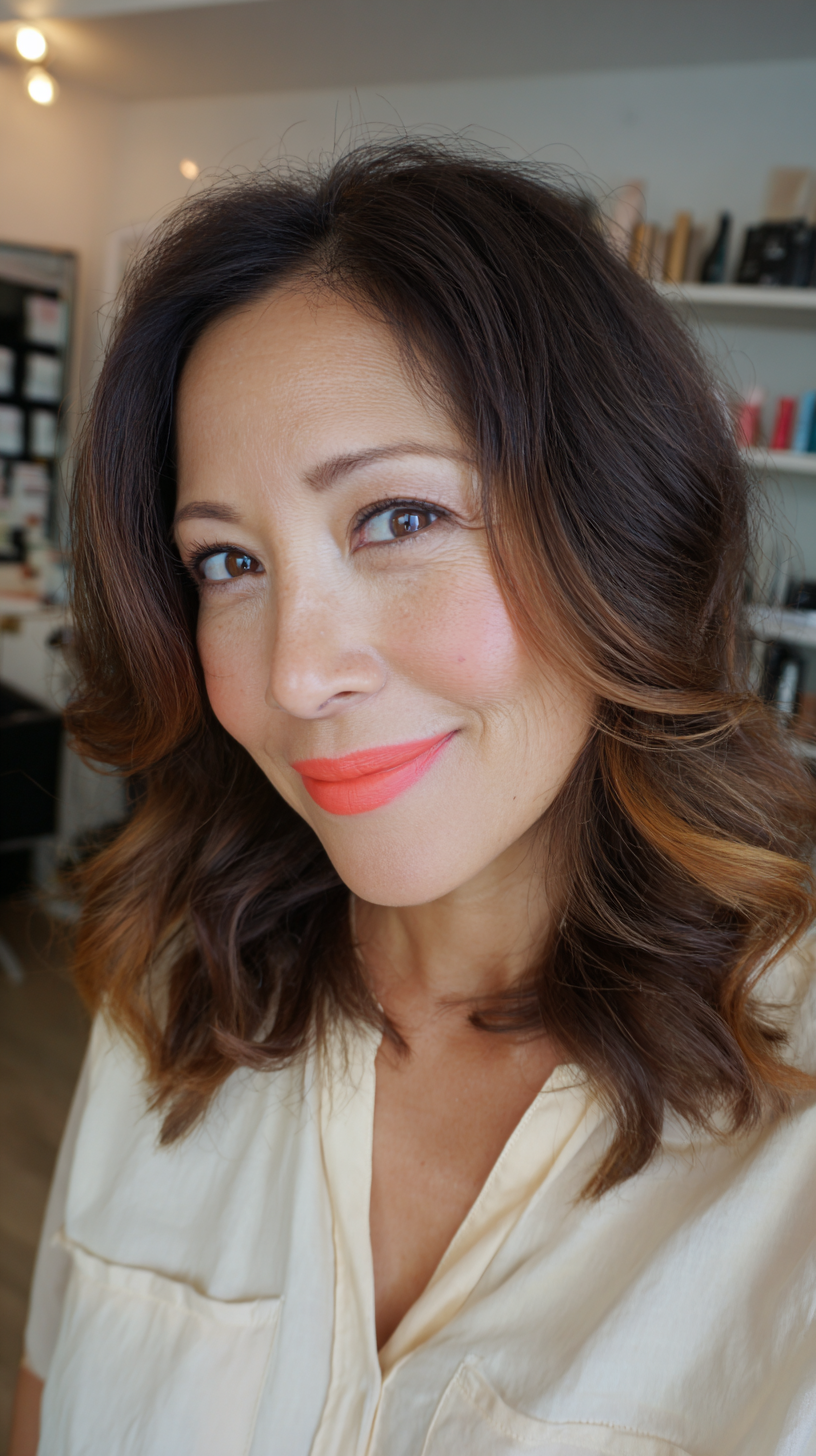 Warm Rich Brown Waves with Subtle Caramel Tones