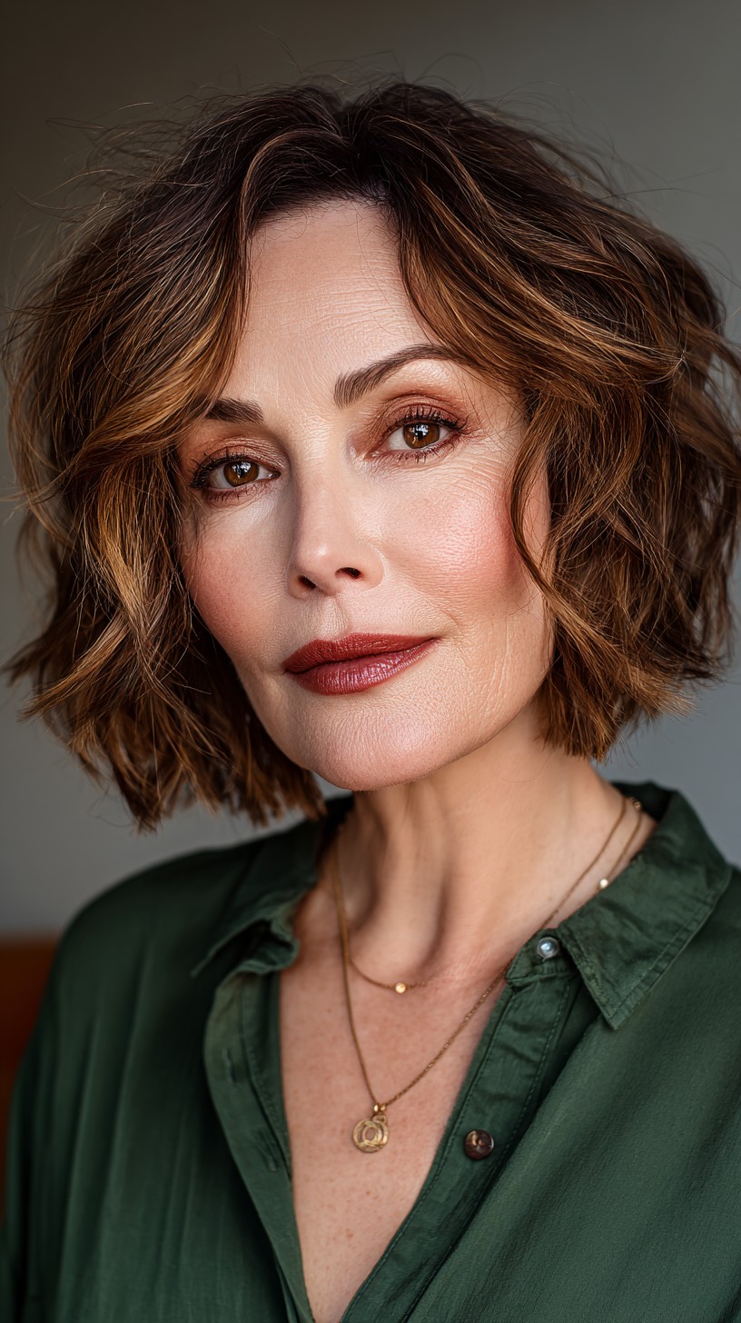 Warm Textured Bob with Subtle Waves