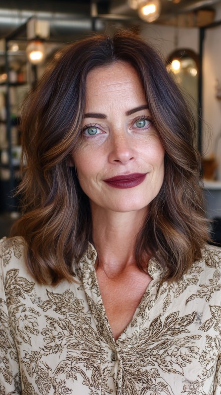 Effortlessly Chic Layered Bob with Soft Waves