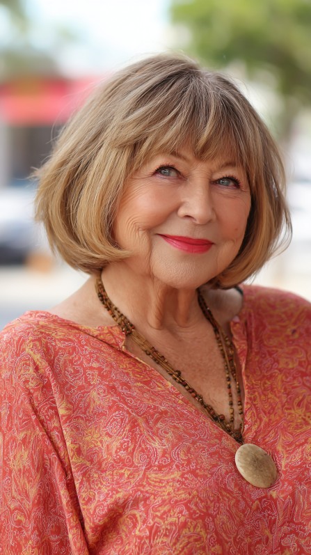 Chic Layered Bob with Subtle Face-Framing Bangs