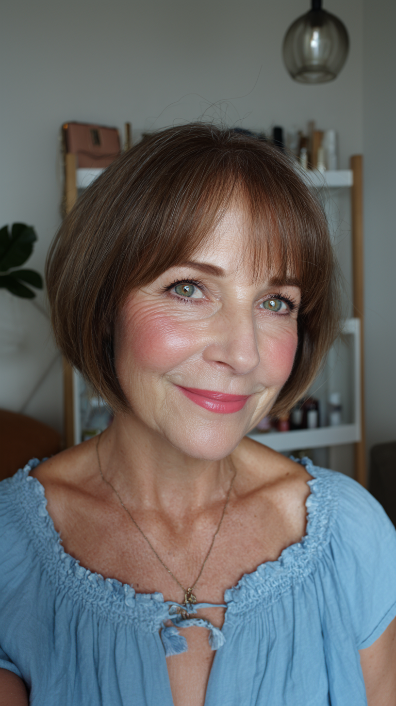 Chic Rounded Bob with Soft Bangs