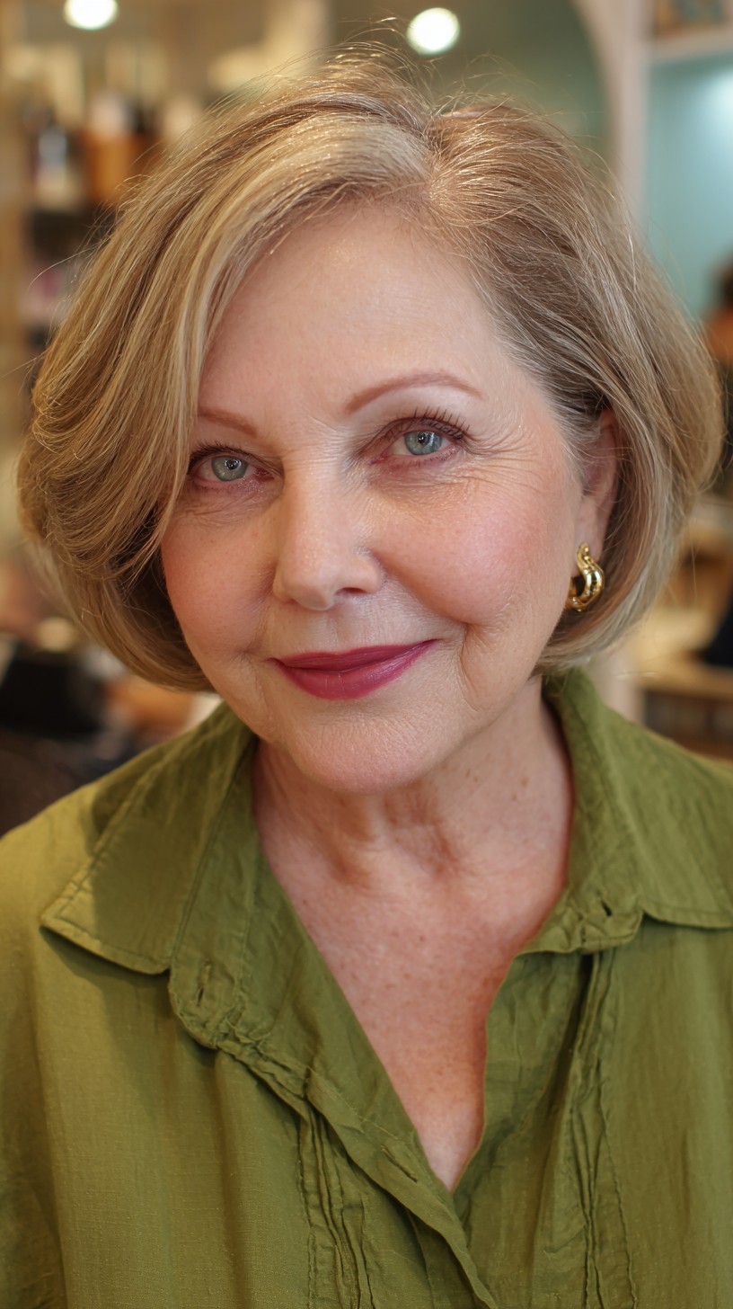 Chic Softly Layered Bob with Shimmering Highlights