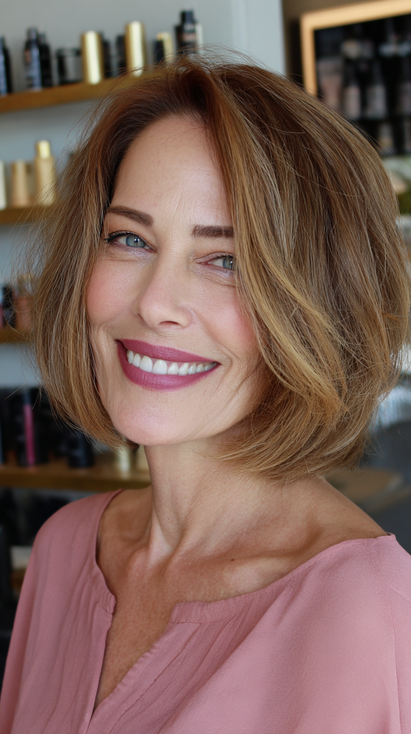 Chic Softly Stacked Lob with Gentle Volume