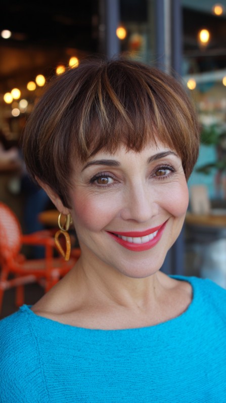 Chic Textured Ear-Length Bowl Cut with Subtle Highlights