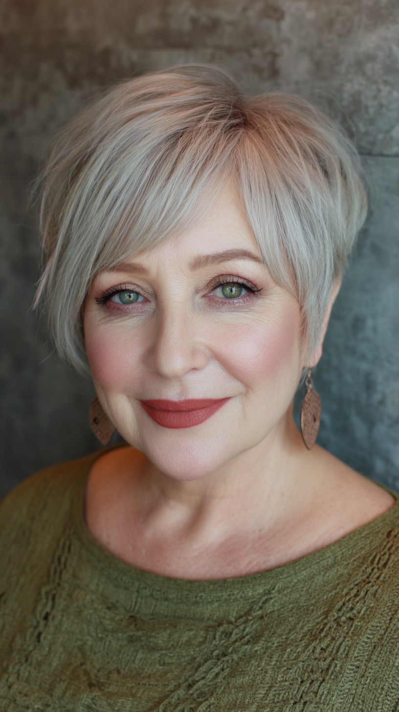 Chic Textured Pixie with Soft Silver Highlights