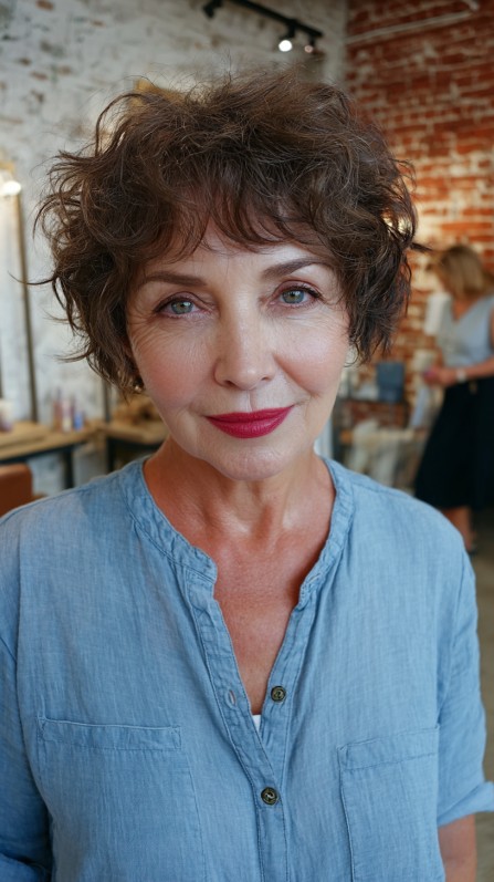 Chic Textured Root-Lift Pixie with Soft Curls