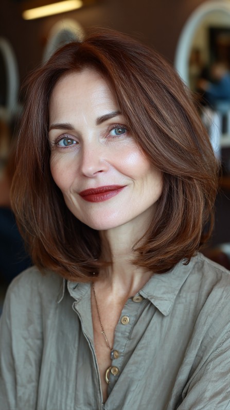 Classic Rich Auburn Layered Cut with Soft Movement