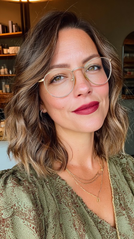 Effortlessly Textured Shoulder-Length Cut with Soft Waves