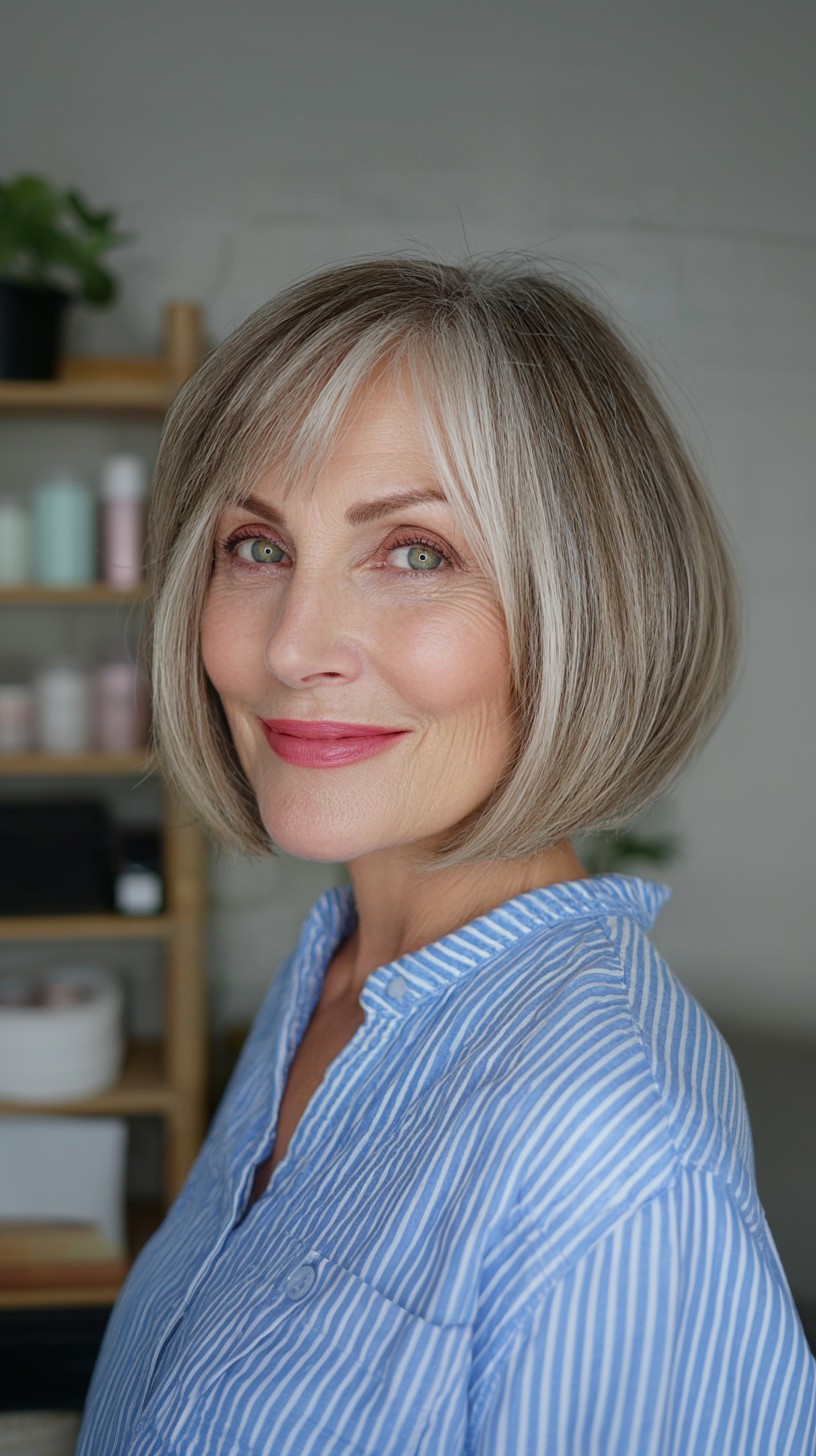 Elegant Blunt Bob with Subtle Highlights