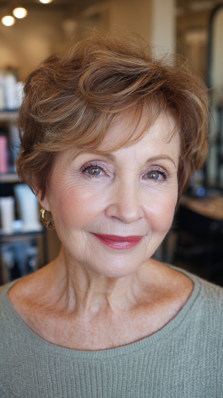 Elegant Short Textured Crop with Soft Volume