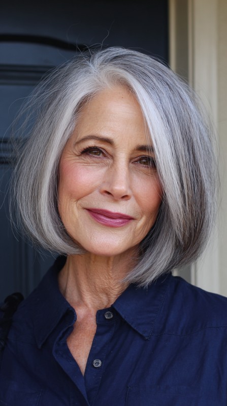 Modern Silvery Bob with Subtle Layering