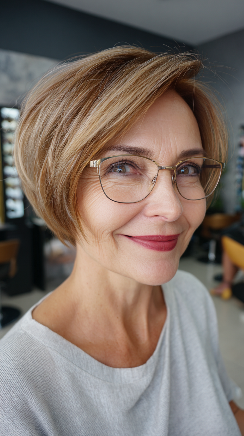 Modern Sleek Stacked Bob with Subtle Highlights