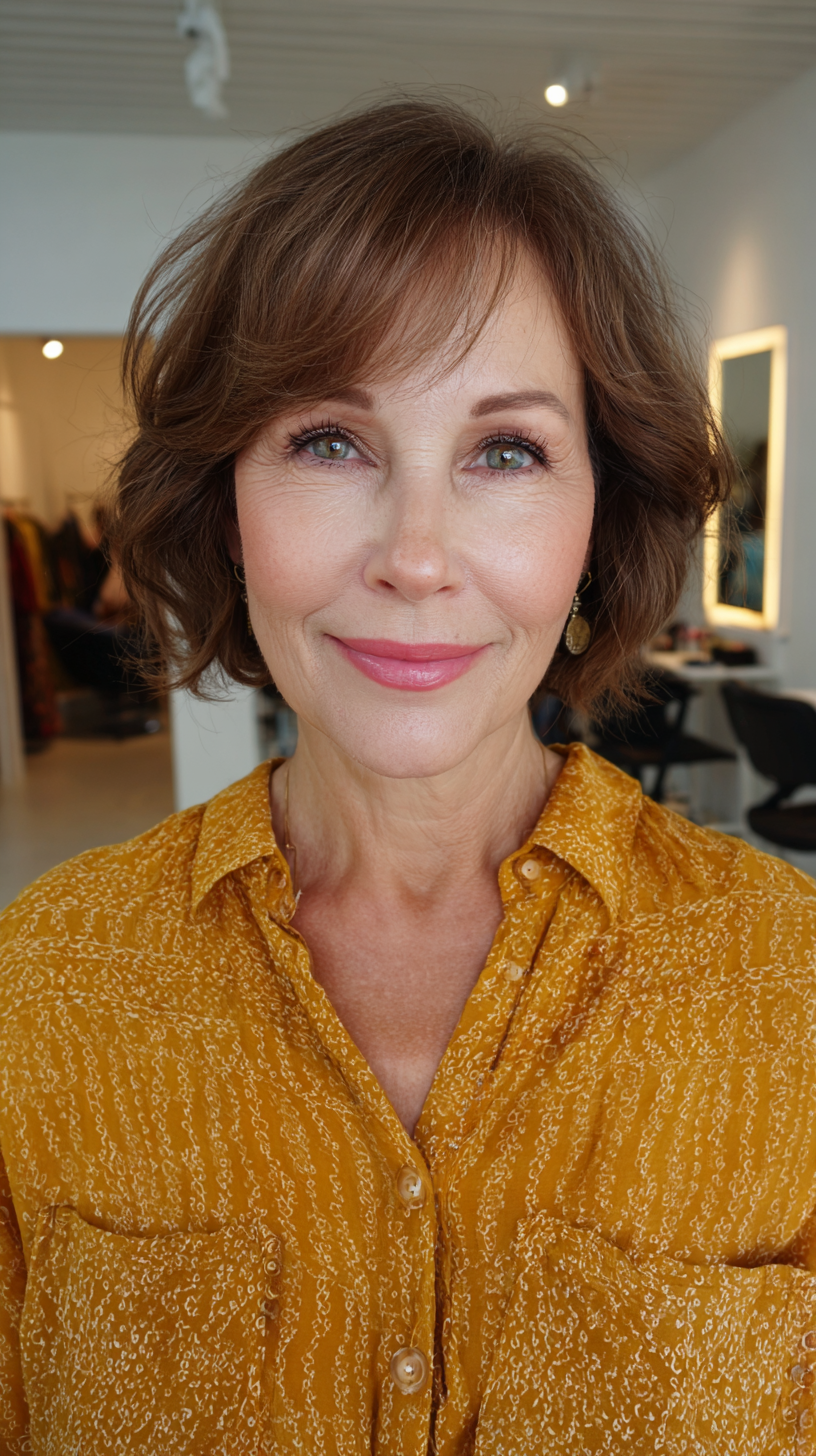 Modern Soft Curly Lob with Subtle Layers