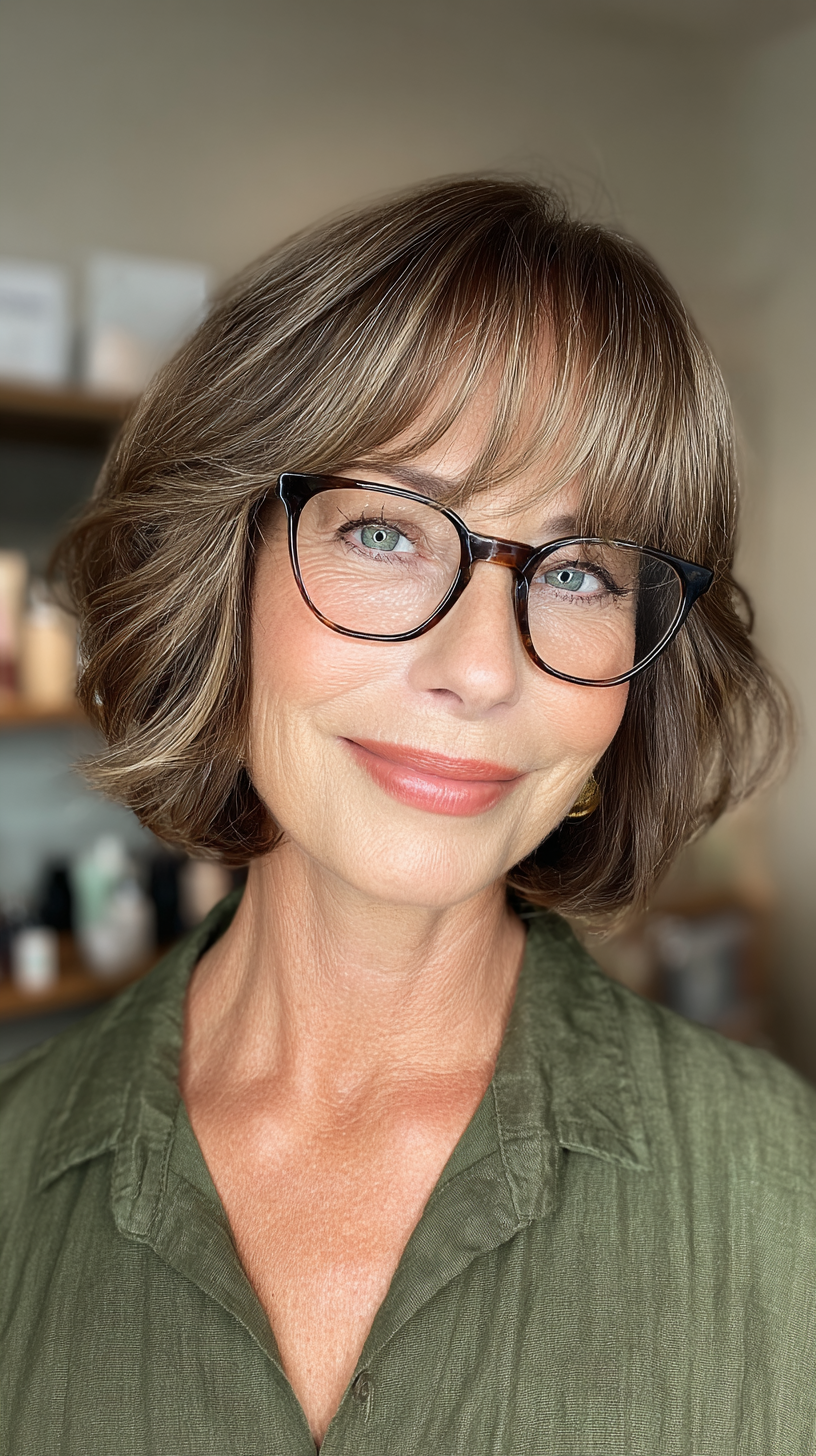 Modern Textured Bob with Soft Bangs