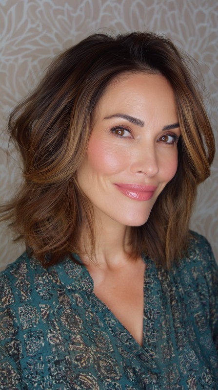 Modern Textured Mid-Length Cut with Subtle Highlights