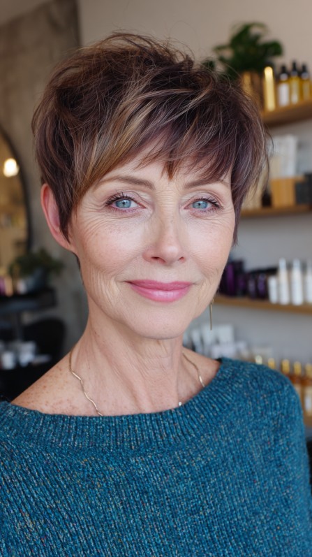 Modern Textured Pixie with Subtle Highlights