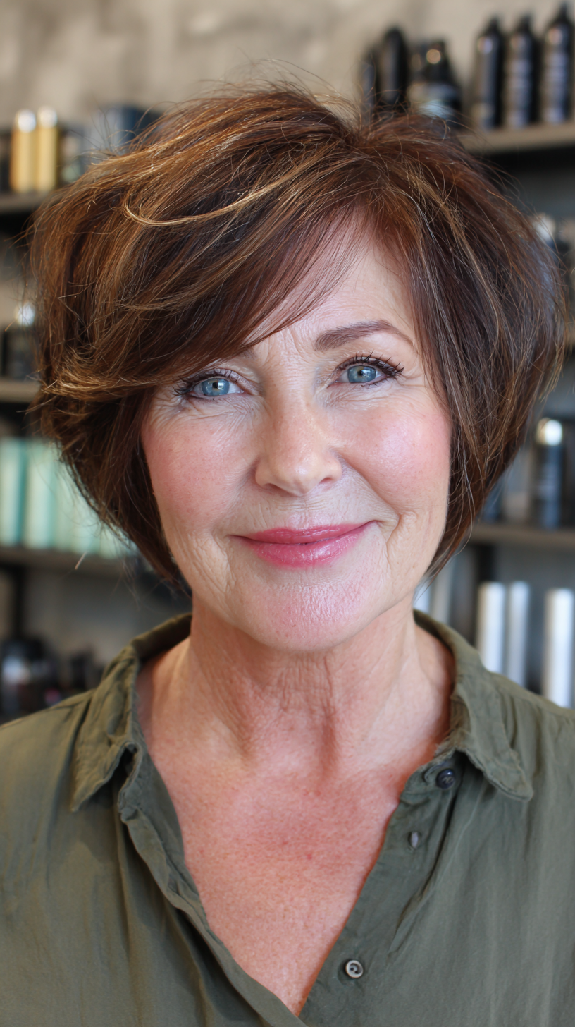 Modern Textured Short Bob with Subtle Highlights