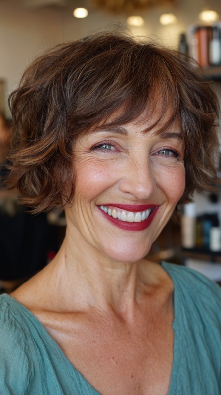 Playful Curly Ear-Length Cut with Subtle Texture