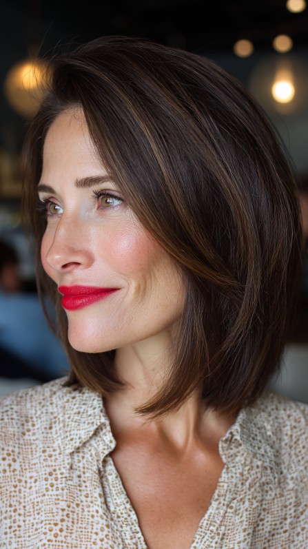 Sleek Angular Bob with Subtle Highlights