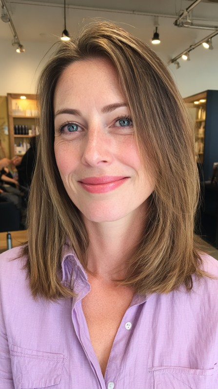 Sleek Mid-Length Cut with Subtle Face-Framing Layers