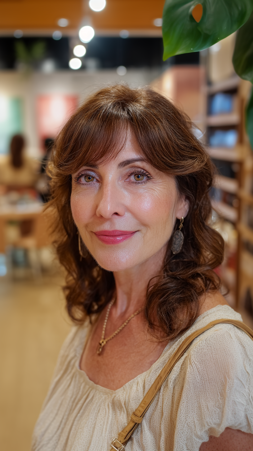 Softly Curled Mid-Length Cut with Face-Framing Layers