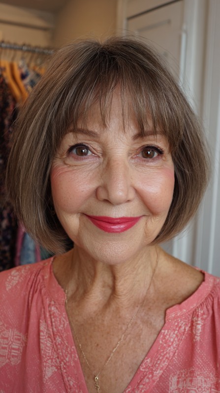 Softly Framed Neck-Length Cut with Gentle Bangs