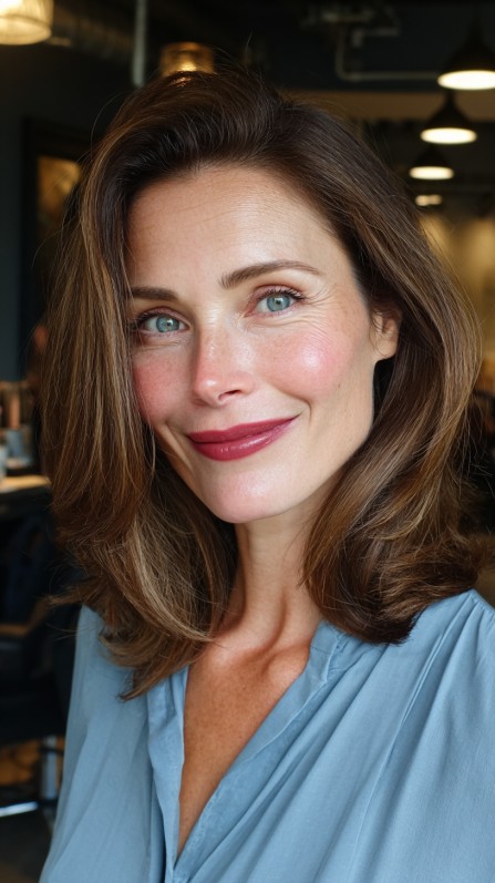 Softly Layered Mid-Length Cut with Natural Body