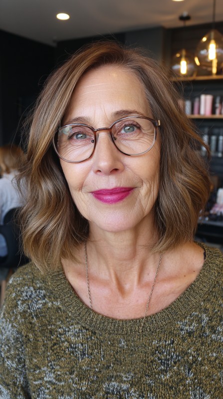 Softly Textured Mid-Length Haircut with Gentle Waves