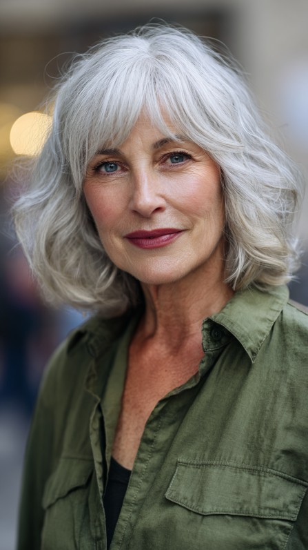 Softly Textured Mid-Length Waves with Face-Framing Layers