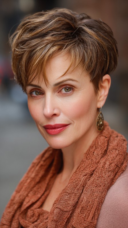 Stylish Root-Lift Pixie Cut with Textured Layers