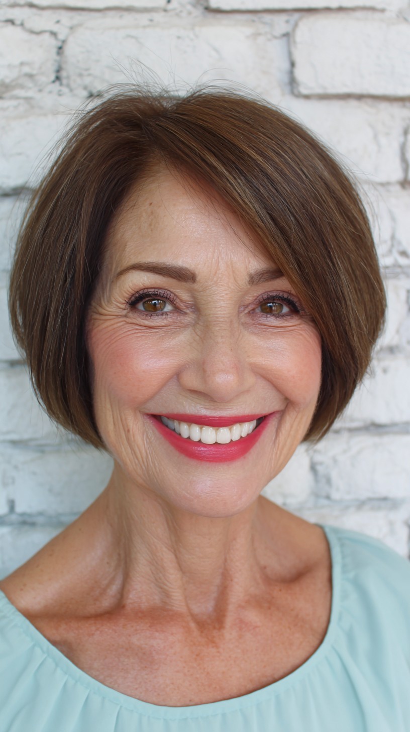 Stylish Smooth Chin-Length Bob with Gentle Layers