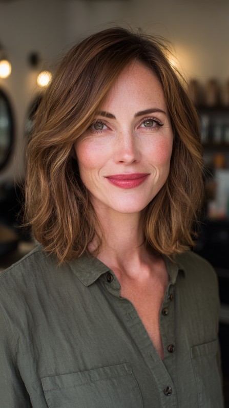 Textured Mid-Length Cut with Soft Waves