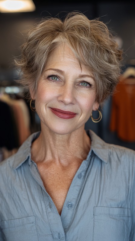 Textured Root-Lift Pixie Cut with Soft Layers