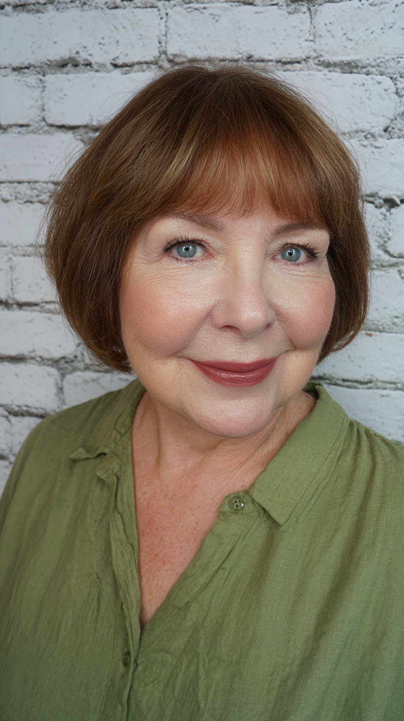 Textured Short Bob with Wispy Bangs