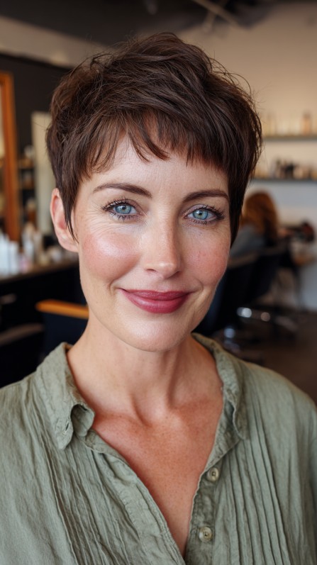 Textured Short Crop with Soft Bangs