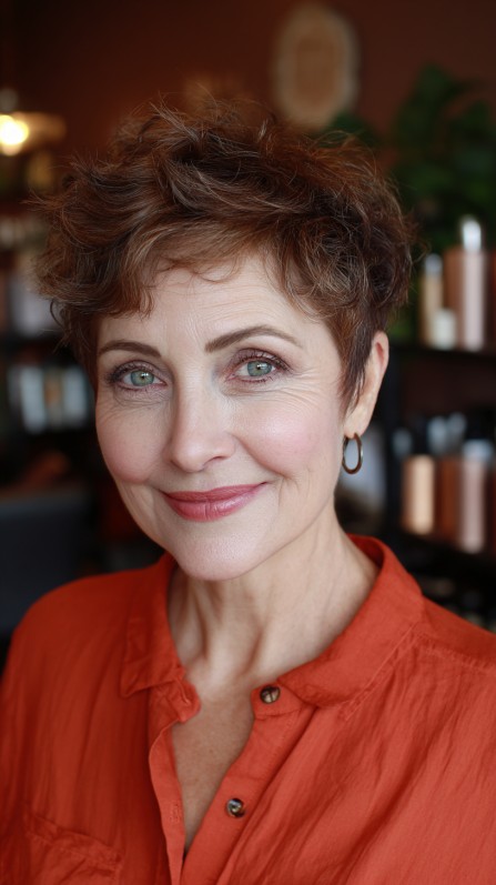 Textured Short Crop with Soft Curls and Volume