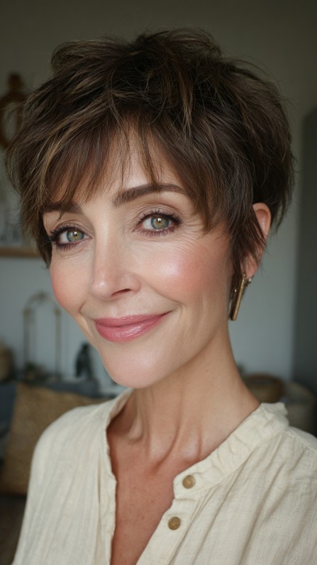 Textured Short Crop with Soft Face-Framing Layers