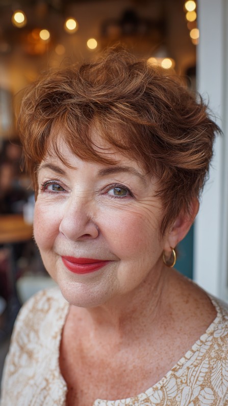 Textured Short Crop with Soft Layers and Warm Highlights