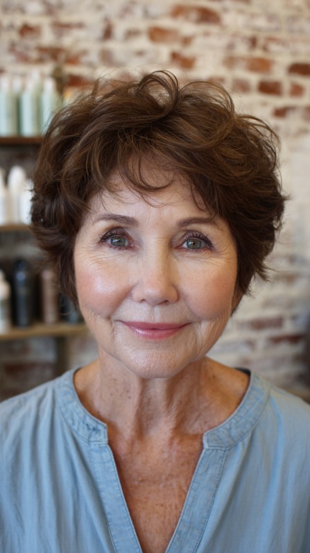 Textured Short Curly Cut with Volume