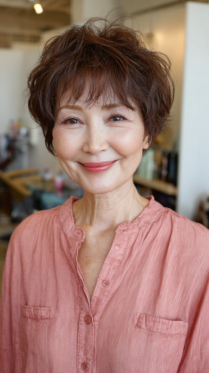 Textured Short Pixie Cut with Soft Curls