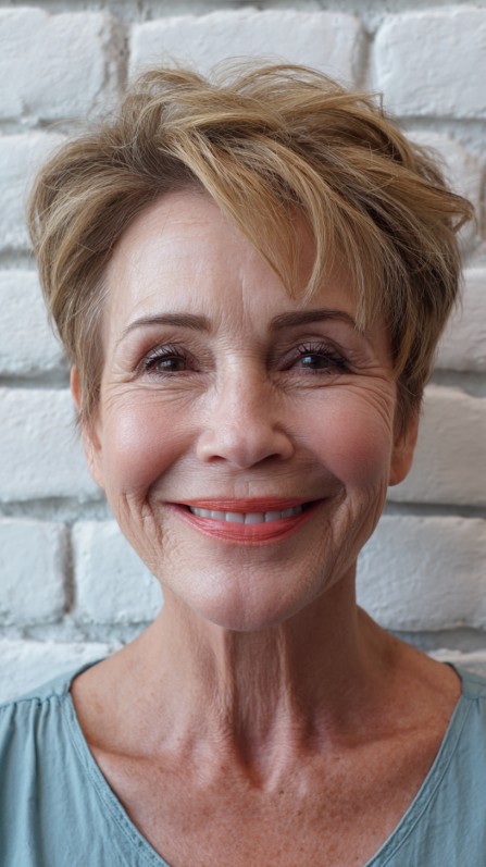 Textured Short Pixie with Lively Volume